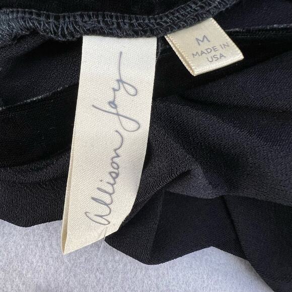 Allison Joy Top Women's M Black Baby Doll Velvet Trimmed Keyhole Collar Barbie - Picture 4 of 12